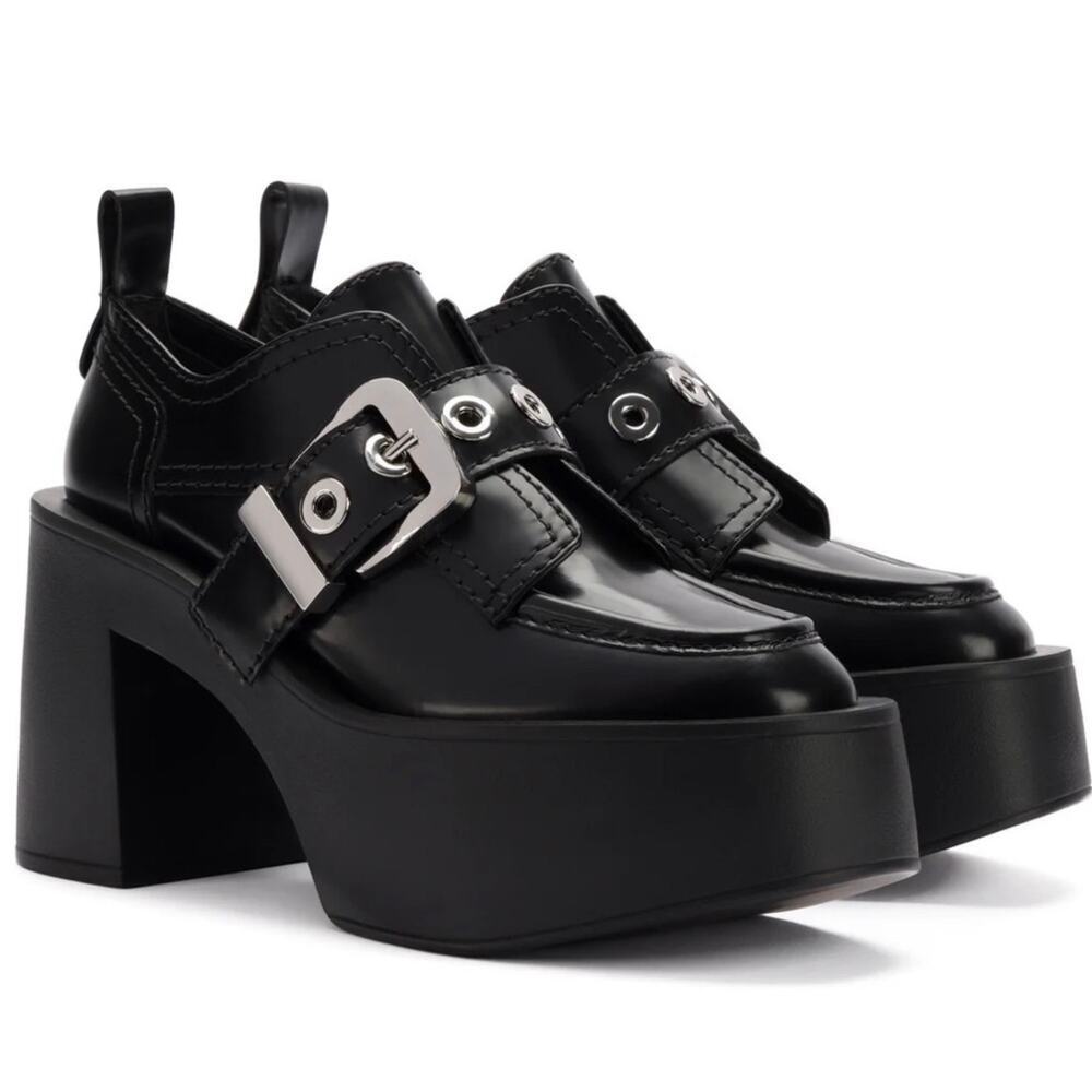 Larroude Stewart Platform Black Oxford Preppy Y2K Style Sz 8 - Picture 3 of 12